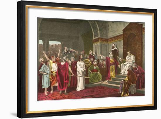 Christ before Pilate-Mihaly Munkacsy-Framed Giclee Print