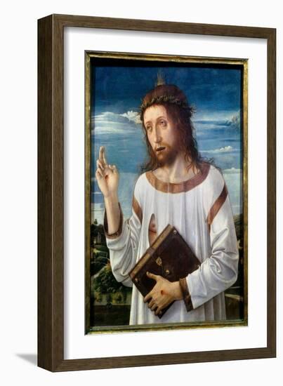 Christ Benching, 1460 (Oil on Canvas)-Giovanni Bellini-Framed Giclee Print