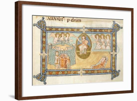 Christ Blessing and the Stories of Saint Martin, Miniature from Liber Sacramentorum-null-Framed Giclee Print
