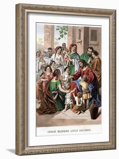 Christ Blessing Little Children, Mid 19th Century-Kronheim & Co-Framed Giclee Print