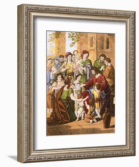 Christ Blessing Little Children-English-Framed Premium Giclee Print