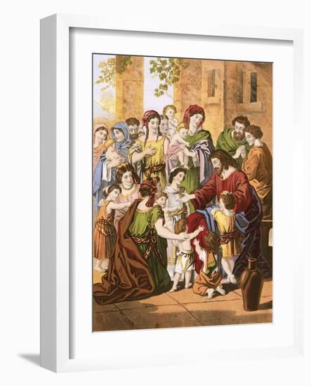 Christ Blessing Little Children-English-Framed Giclee Print