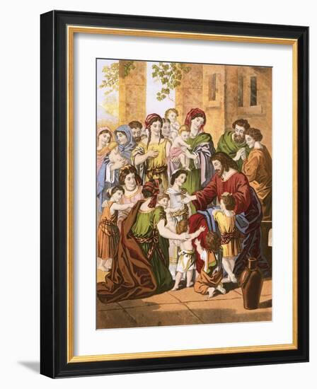 Christ Blessing Little Children-English-Framed Giclee Print