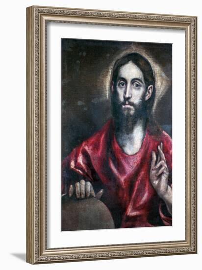 Christ Blessing (The Saviour of the World), 17th Century-El Greco-Framed Giclee Print
