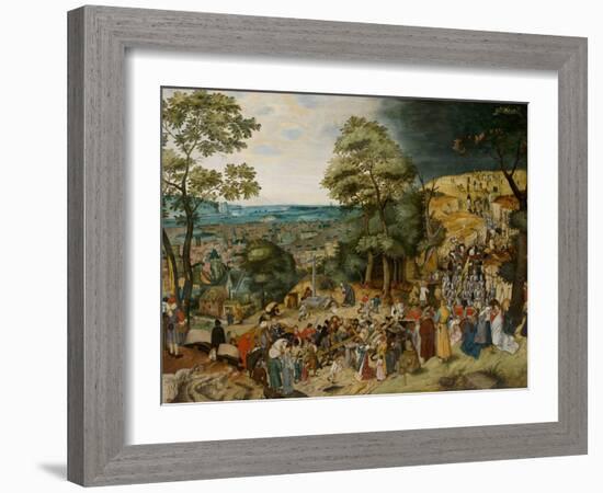 Christ Carrying the Cross by Brueghel, Pieter, the Younger (1564-1638). Oil on Wood, between 1598 A-Pieter the Younger Brueghel-Framed Giclee Print