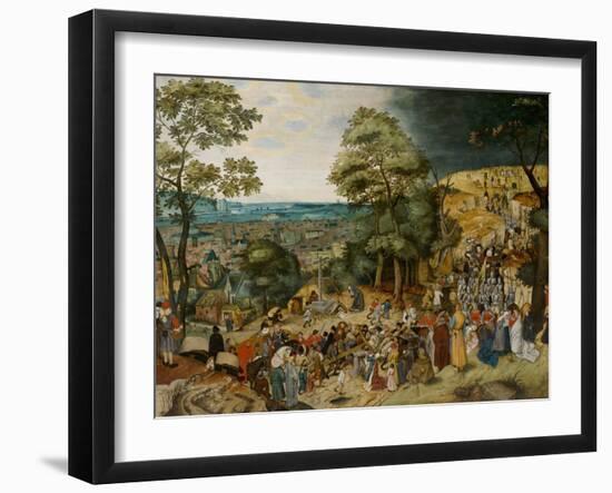 Christ Carrying the Cross by Brueghel, Pieter, the Younger (1564-1638). Oil on Wood, between 1598 A-Pieter the Younger Brueghel-Framed Giclee Print