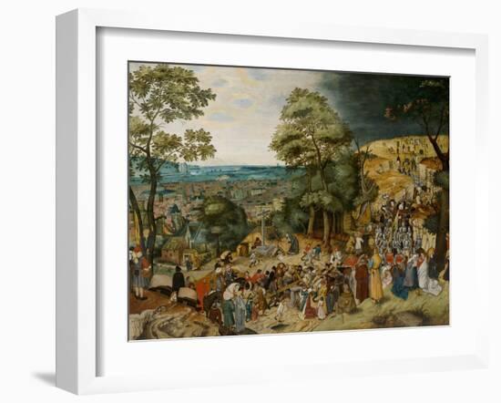 Christ Carrying the Cross by Brueghel, Pieter, the Younger (1564-1638). Oil on Wood, between 1598 A-Pieter the Younger Brueghel-Framed Giclee Print