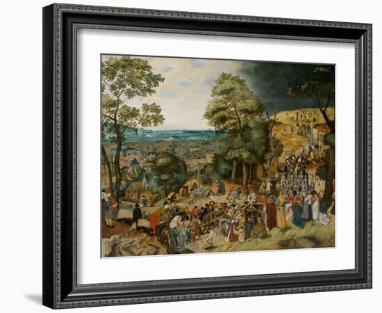 Christ Carrying the Cross by Brueghel, Pieter, the Younger (1564-1638). Oil on Wood, between 1598 A-Pieter the Younger Brueghel-Framed Giclee Print