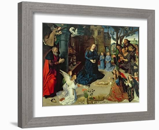 Christ Child Adored by Angels, Central Panel of the Portinari Altarpiece, c.1479-Hugo van der Goes-Framed Giclee Print