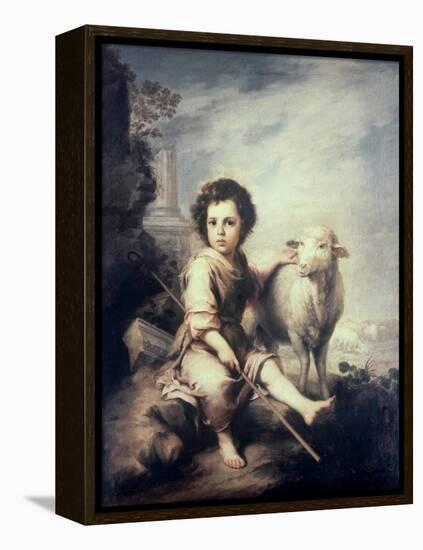 Christ Child as Shepherd-Bartolome Esteban Murillo-Framed Premier Image Canvas