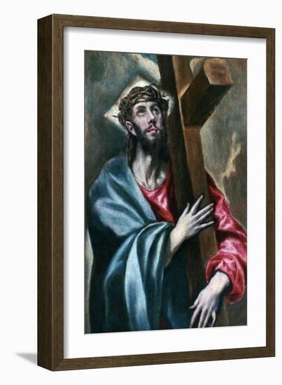 Christ Clasping the Cross, 1600-1610-El Greco-Framed Giclee Print