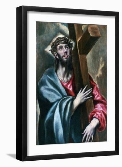 Christ Clasping the Cross, 1600-1610-El Greco-Framed Giclee Print