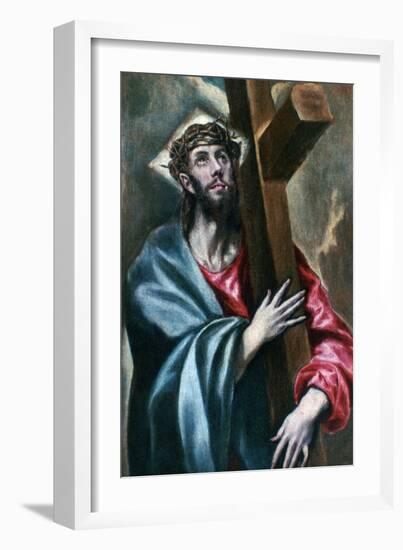 Christ Clasping the Cross, 1600-1610-El Greco-Framed Giclee Print