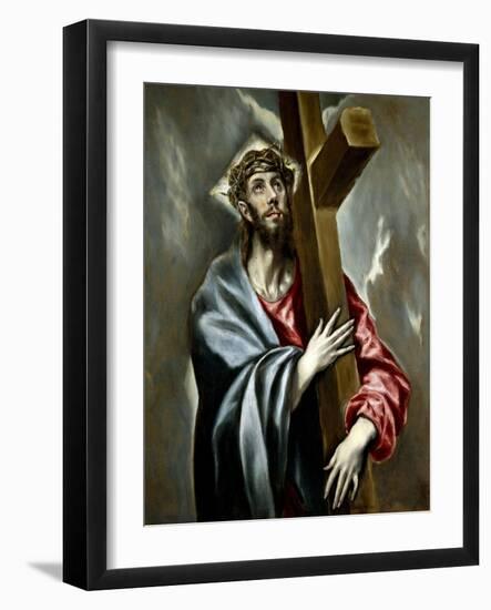 Christ Clasping the Cross, Ca. 1602-El Greco-Framed Giclee Print