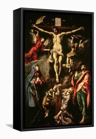 Christ Crucified with the Virgin, Mary Magdalene, Saint John the Evangelist and Angels-El Greco-Framed Premier Image Canvas