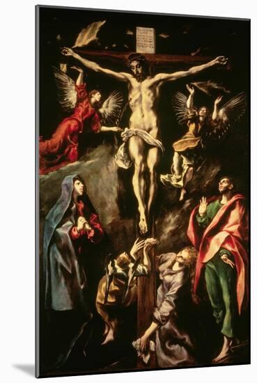 Christ Crucified with the Virgin, Mary Magdalene, Saint John the Evangelist and Angels-El Greco-Mounted Giclee Print