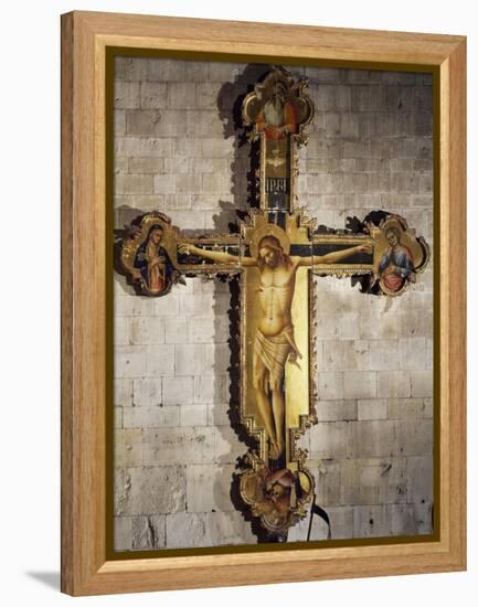 Christ Crucified with Virgin Mary, St. John the Evangelist, God Father, the Holy Spirit, and Donors-Louis Beroud-Framed Premier Image Canvas