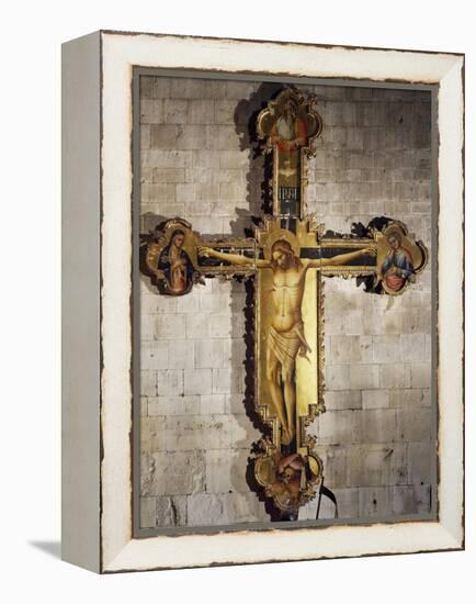 Christ Crucified with Virgin Mary, St. John the Evangelist, God Father, the Holy Spirit, and Donors-Louis Beroud-Framed Premier Image Canvas