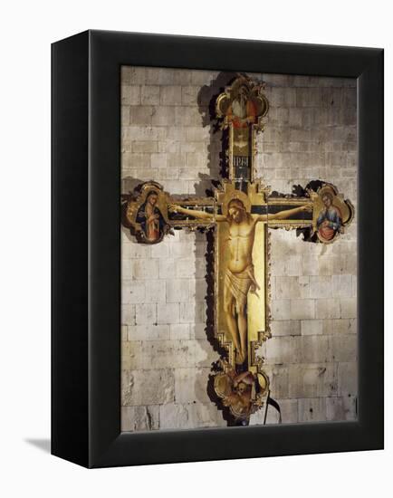 Christ Crucified with Virgin Mary, St. John the Evangelist, God Father, the Holy Spirit, and Donors-Louis Beroud-Framed Premier Image Canvas