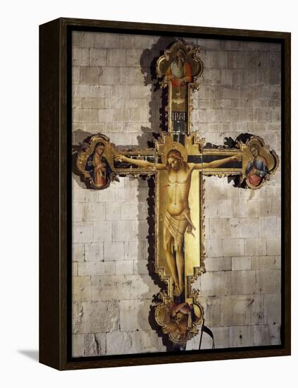 Christ Crucified with Virgin Mary, St. John the Evangelist, God Father, the Holy Spirit, and Donors-Louis Beroud-Framed Premier Image Canvas