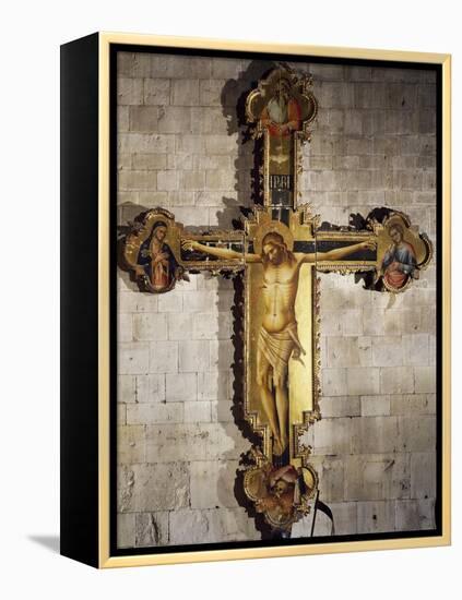 Christ Crucified with Virgin Mary, St. John the Evangelist, God Father, the Holy Spirit, and Donors-Louis Beroud-Framed Premier Image Canvas