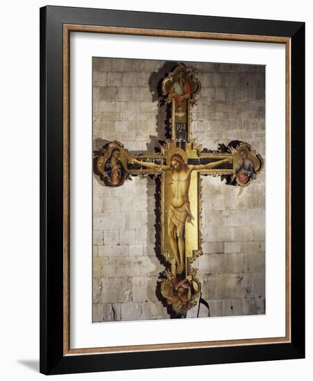 Christ Crucified with Virgin Mary, St. John the Evangelist, God Father, the Holy Spirit, and Donors-Louis Beroud-Framed Giclee Print