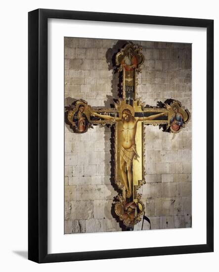 Christ Crucified with Virgin Mary, St. John the Evangelist, God Father, the Holy Spirit, and Donors-Louis Beroud-Framed Giclee Print