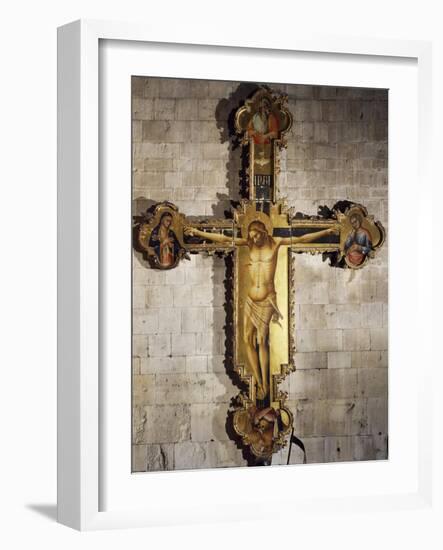 Christ Crucified with Virgin Mary, St. John the Evangelist, God Father, the Holy Spirit, and Donors-Louis Beroud-Framed Giclee Print