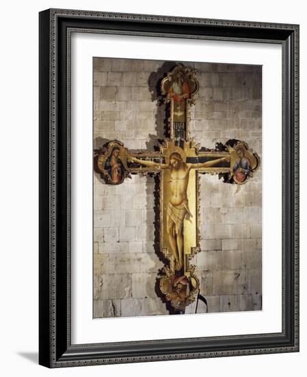 Christ Crucified with Virgin Mary, St. John the Evangelist, God Father, the Holy Spirit, and Donors-Louis Beroud-Framed Giclee Print