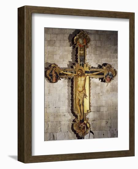 Christ Crucified with Virgin Mary, St. John the Evangelist, God Father, the Holy Spirit, and Donors-Louis Beroud-Framed Giclee Print