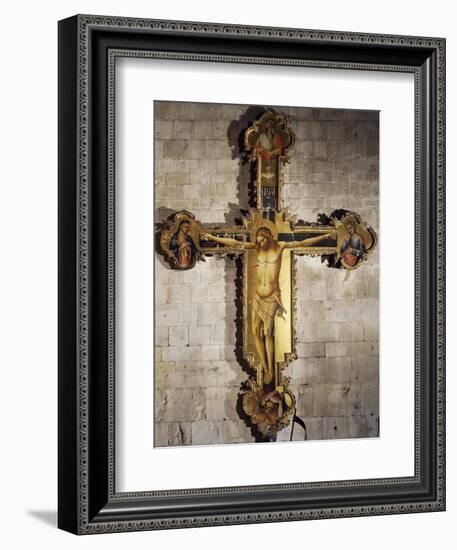 Christ Crucified with Virgin Mary, St. John the Evangelist, God Father, the Holy Spirit, and Donors-Louis Beroud-Framed Giclee Print