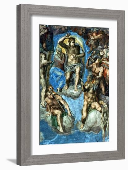 Christ, Detail from "The Last Judgement," in the Sistine Chapel, 16th Century-Michelangelo Buonarroti-Framed Giclee Print