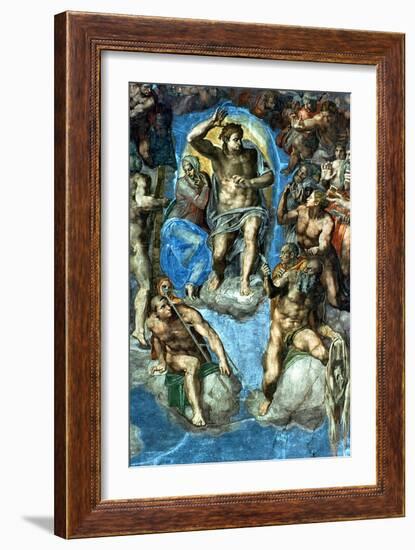 Christ, Detail from "The Last Judgement," in the Sistine Chapel, 16th Century-Michelangelo Buonarroti-Framed Giclee Print