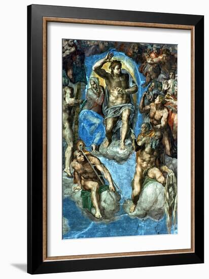 Christ, Detail from "The Last Judgement," in the Sistine Chapel, 16th Century-Michelangelo Buonarroti-Framed Giclee Print