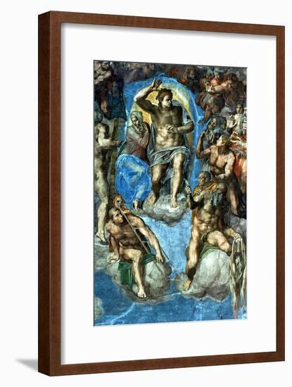 Christ, Detail from "The Last Judgement," in the Sistine Chapel, 16th Century-Michelangelo Buonarroti-Framed Giclee Print