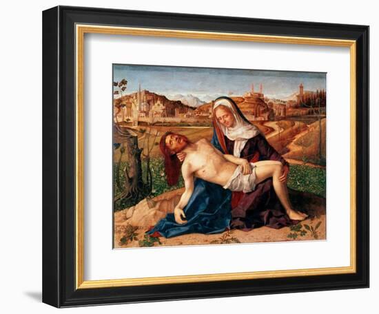 Christ Died in the Arms of the Virgin Pieta. Painting by Giovanni Bellini Dit Il Giambellino (1432-Giovanni Bellini-Framed Giclee Print