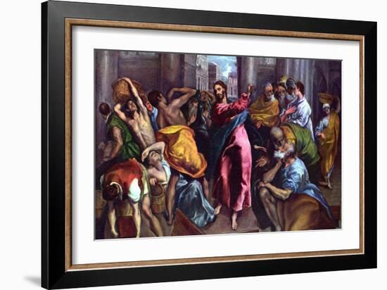 Christ Drives the Dealers from the Temple-El Greco-Framed Art Print