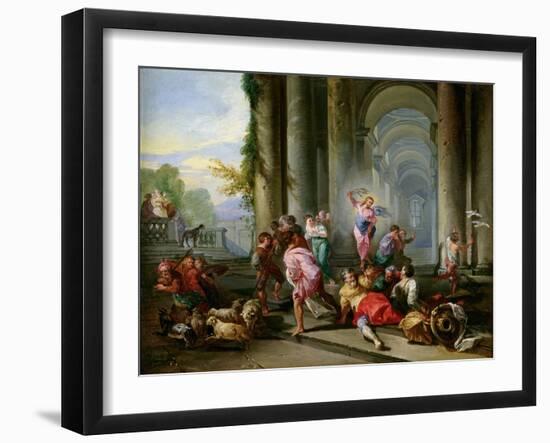 Christ Driving the Merchants from the Temple, c.1720-30-Giovanni Paolo Pannini-Framed Giclee Print