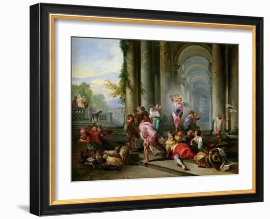 Christ Driving the Merchants from the Temple, c.1720-30-Giovanni Paolo Pannini-Framed Giclee Print