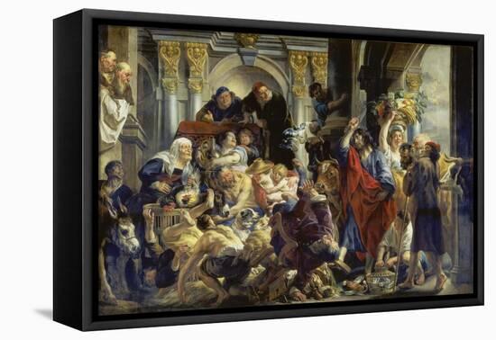 Christ Driving the Merchants from the Temple-Jacob Jordaens-Framed Premier Image Canvas