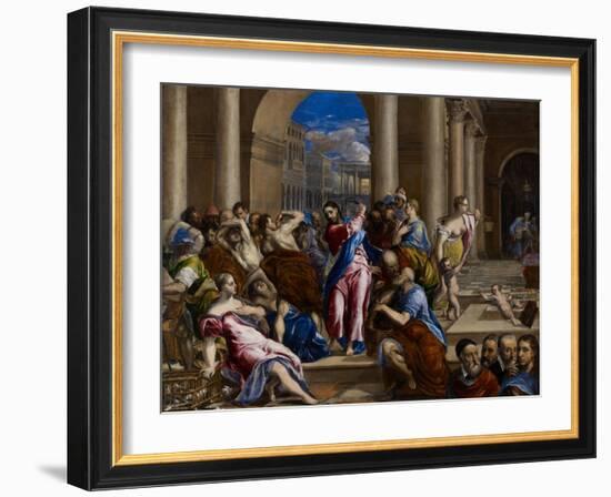 Christ Driving the Money Changers from the Temple, C.1570-El Greco-Framed Giclee Print