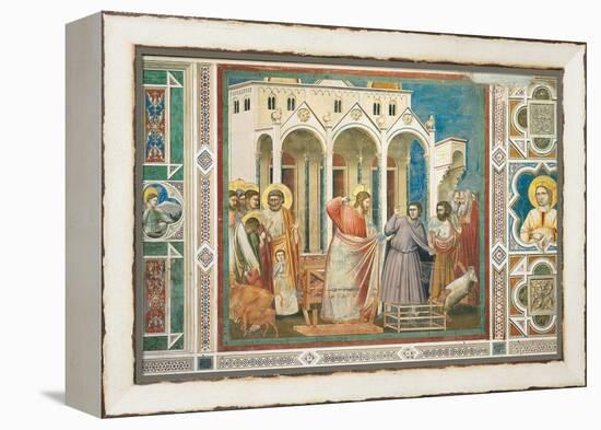 Christ Driving the Money changers from the Temple-Giotto di Bondone-Framed Stretched Canvas