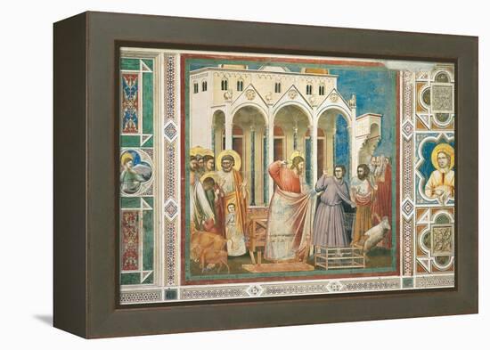 Christ Driving the Money changers from the Temple-Giotto di Bondone-Framed Stretched Canvas