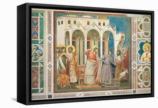 Christ Driving the Money changers from the Temple-Giotto di Bondone-Framed Stretched Canvas