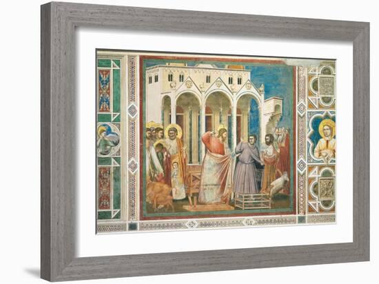 Christ Driving the Money changers from the Temple-Giotto di Bondone-Framed Art Print