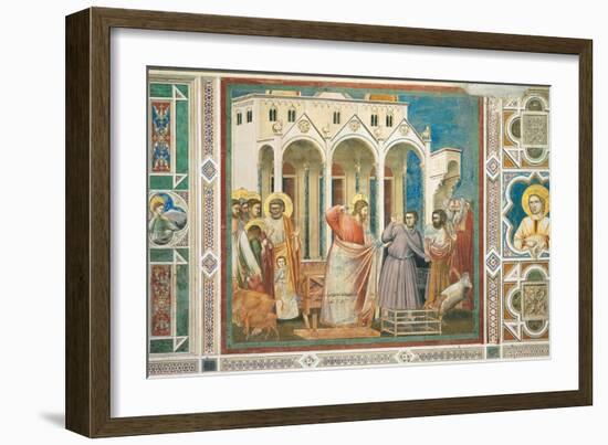 Christ Driving the Money changers from the Temple-Giotto di Bondone-Framed Art Print