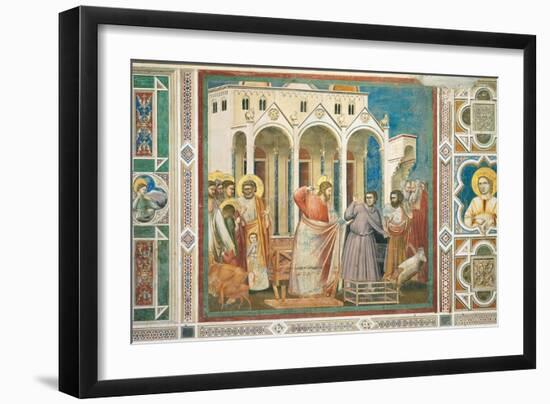 Christ Driving the Money changers from the Temple-Giotto di Bondone-Framed Art Print