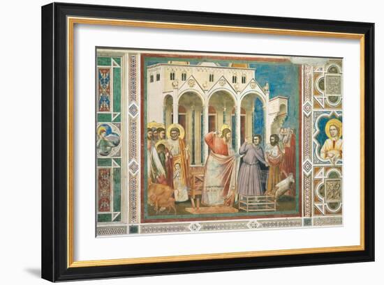 Christ Driving the Money changers from the Temple-Giotto di Bondone-Framed Art Print