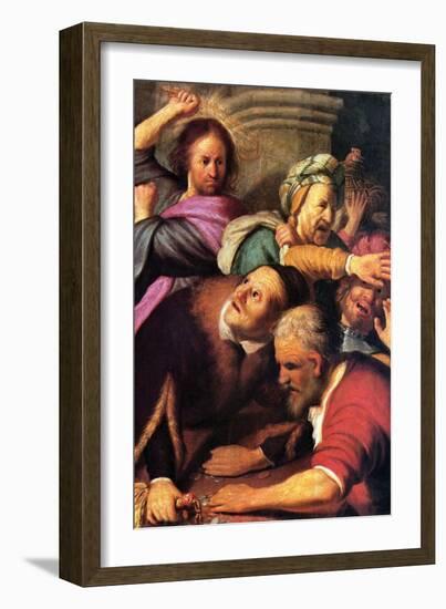 Christ Driving the Money Changers from the Temple-Rembrandt van Rijn-Framed Art Print