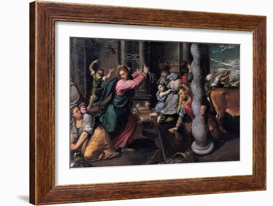 Christ Driving the Money Lenders from the Temple, 1580-1585-Ippolito Scarsellino-Framed Giclee Print